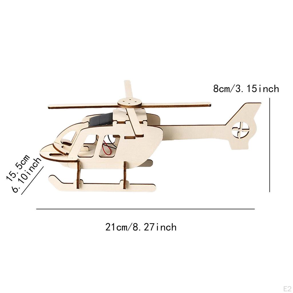 Wooden Science Experiment Model Kit Puzzles Solar Helicopter Early Learning Toy Plane DIY
