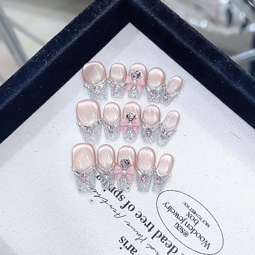 Pure Hand-woven Armor Bow Lolita Three-dimensional Hand-painted Butterfly Cat Eye Nail Art Patch