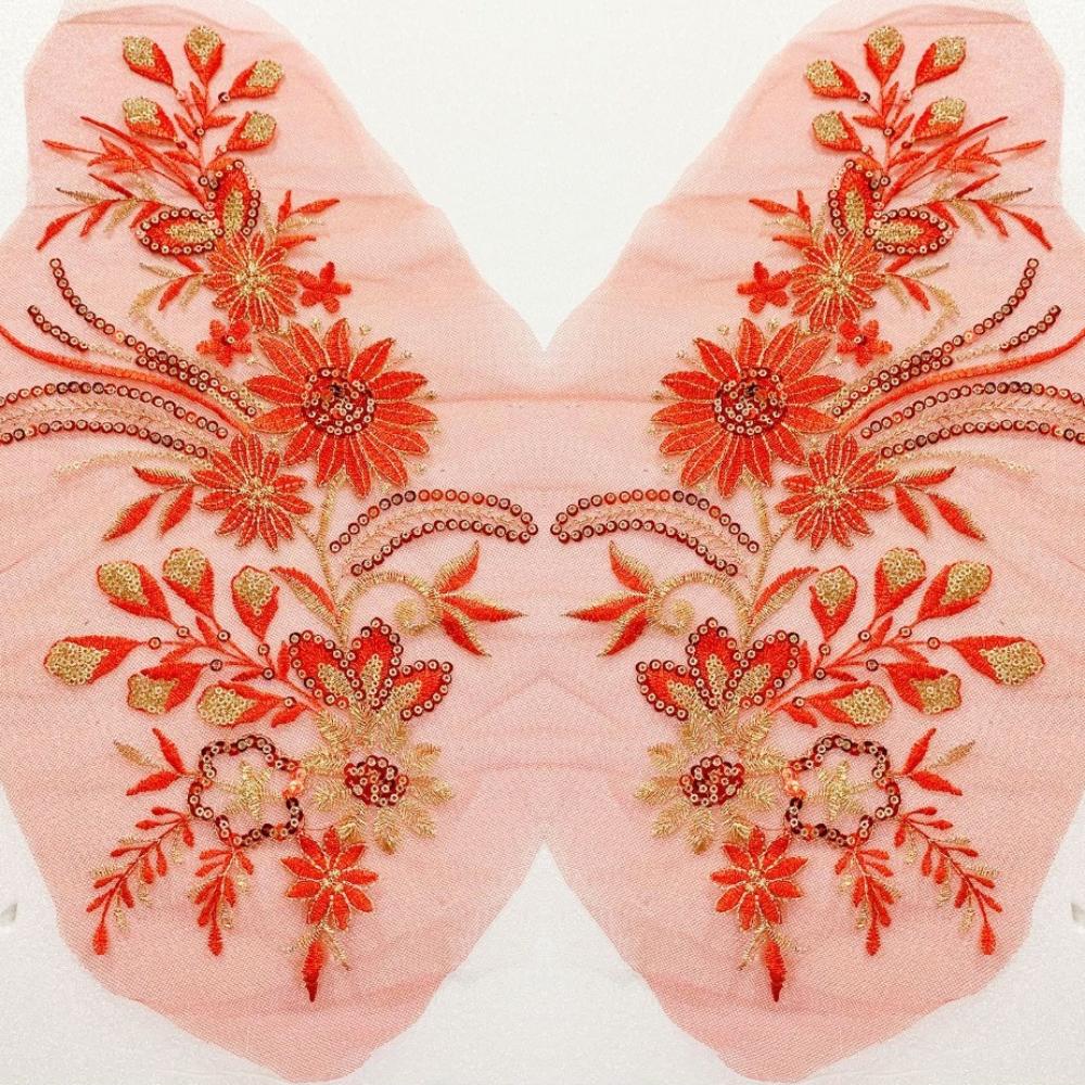 

Изысканная нашивка с вышивкой пайетками Элегантные тканевые наклейки Дизайн костюма красный