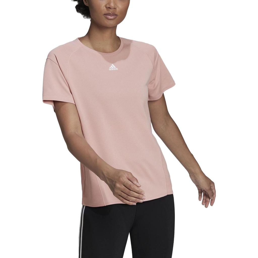 adidas T-shirt a Maniche Corte con Stampa Logo Girocollo Donna Top Rosa HC0576