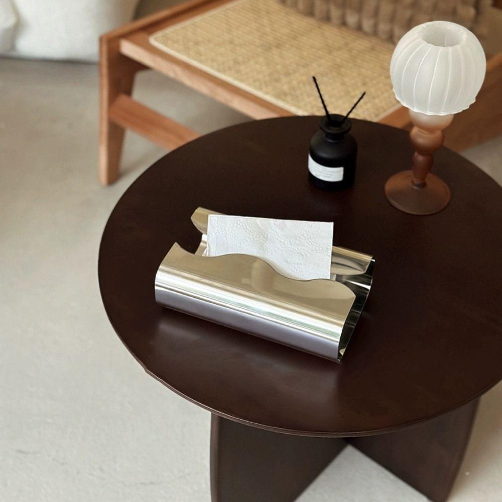 Stainless Steel Tissue Case Nordic Style Desktop Tissue Box Silvery Napkin Box  Desktop Decoration