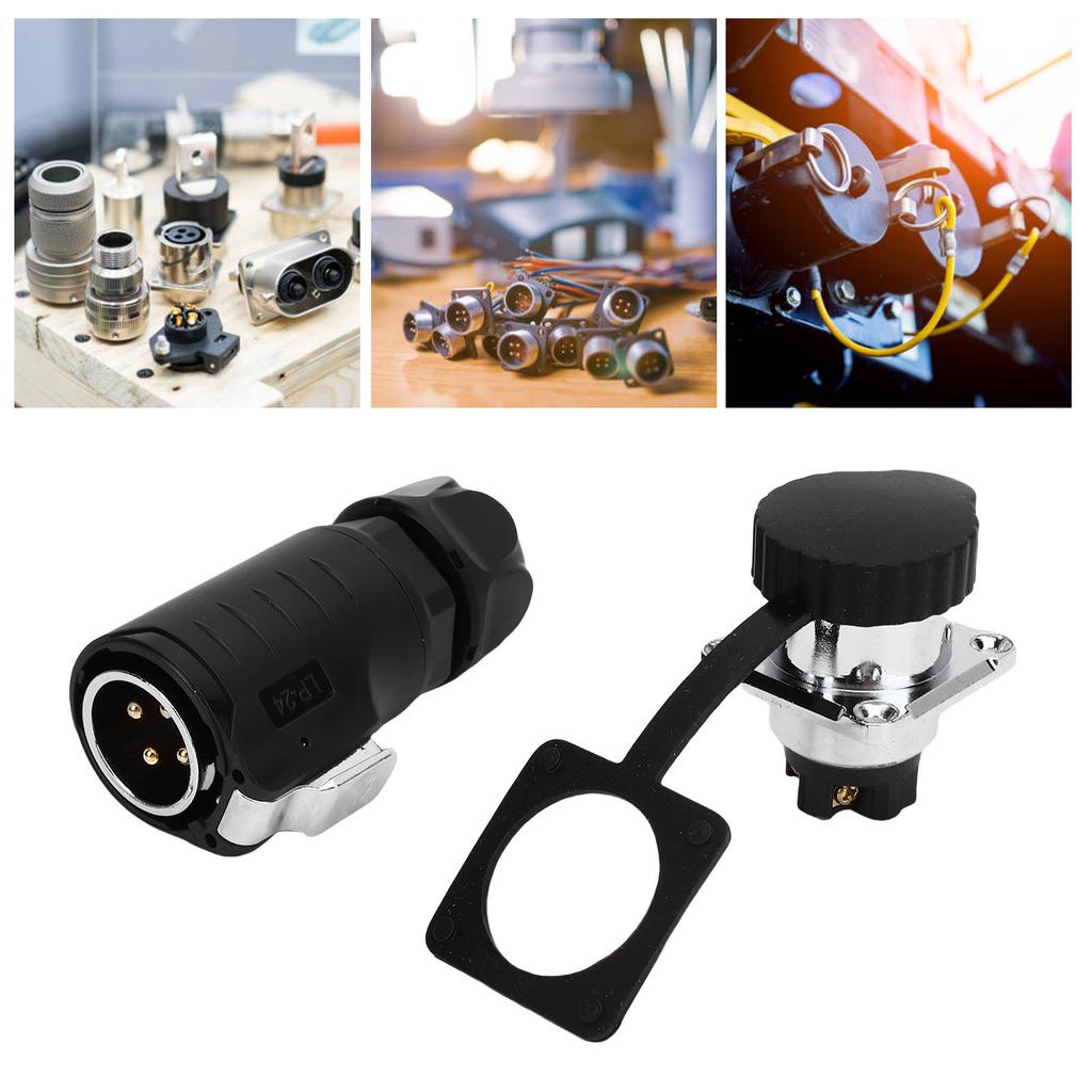 25A 4 Pin Pin and Socket IP68 Male and Female Aviation Wire Connector with   Flange Seat, Industrial Water Proof Connector, Function