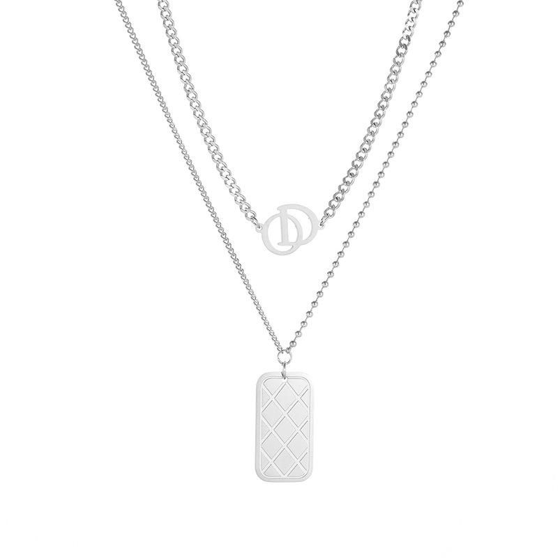 Titanium Steel Necklace Women'S Niche Design Sense Tag Sweater Chain Metal Wind Stainless Steel Collarbone Chain