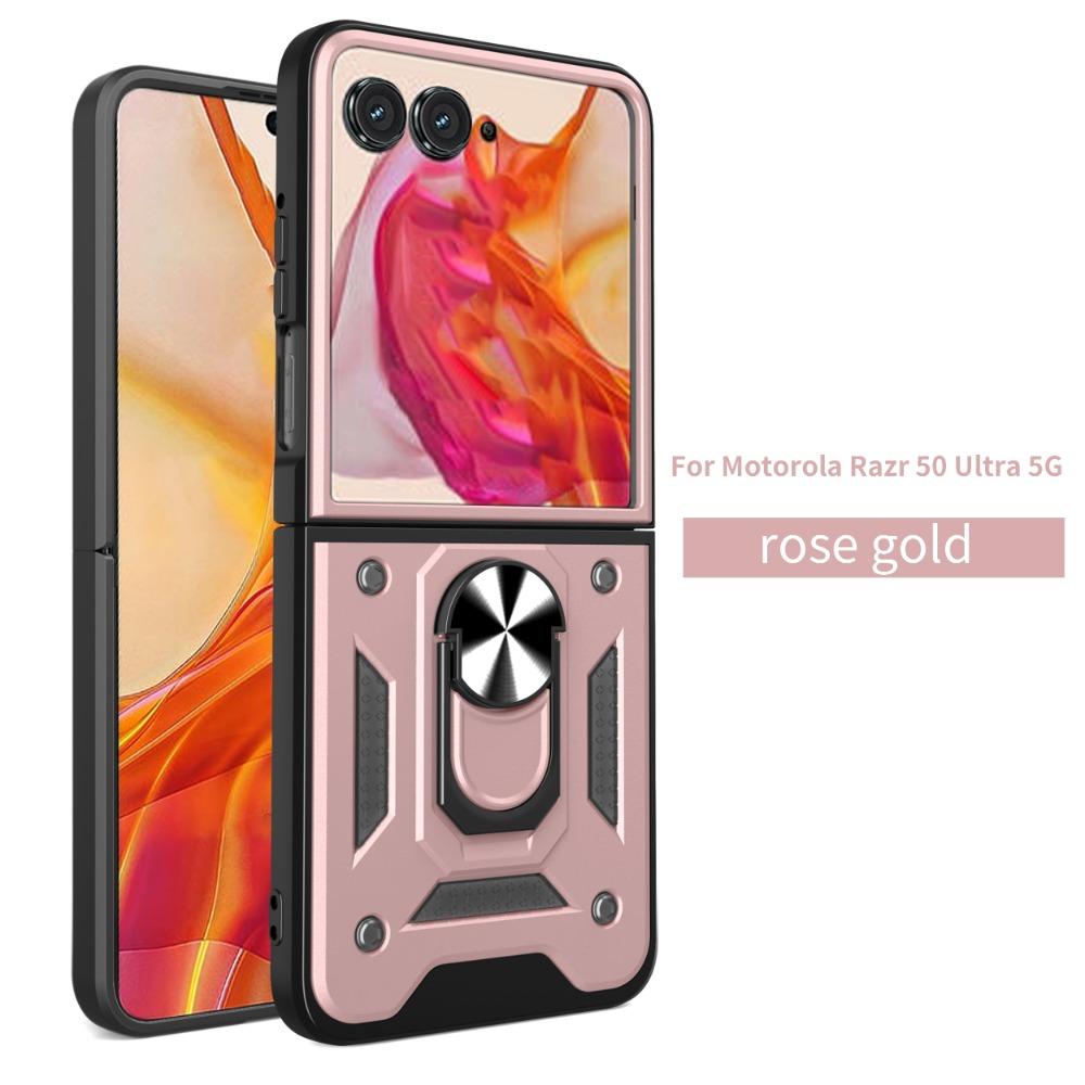 Funda for Motorola Razr 50 Ultra Case Armor Slide Camera Ring Stand Protective Cover for  Motorola Moto Razr 50 Ultra Capa
