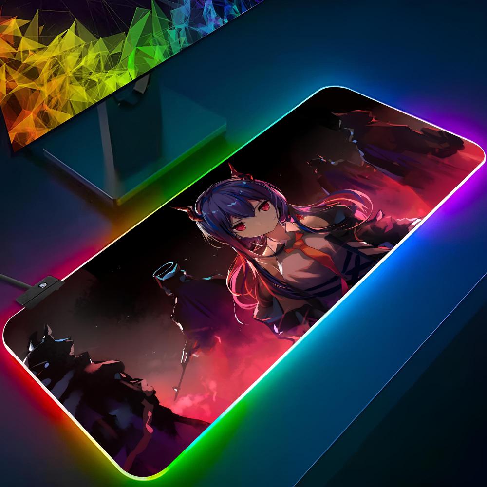 Arknights Mouse Pad Gaming Rgb Mousepad Backlit Cool Keyboard Gamer Girl Xxl Laptop Mat Table Pads Deskpad