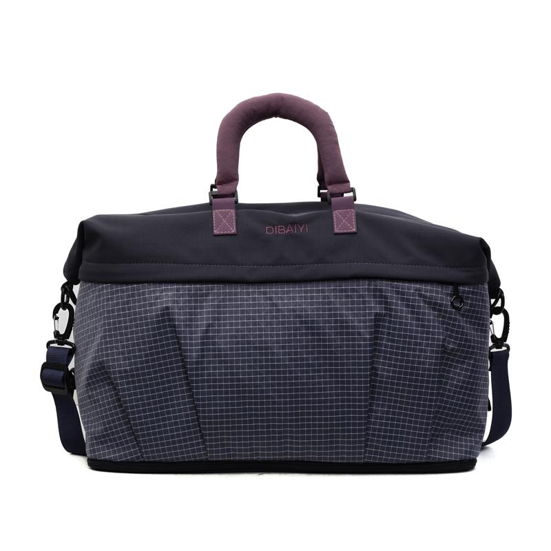 Nylon Duffel Bag for Women and Men Large Capacity Travel Gym Bag with Grid Pattern Design Hand Carry Shoulder Bag for Short Trip