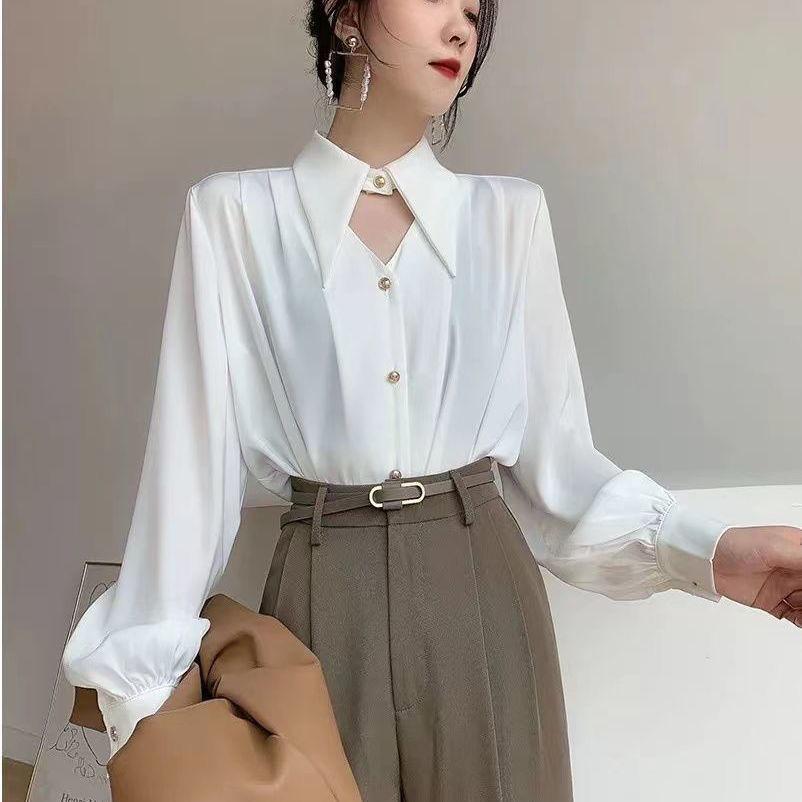 

Spring Shirt Elegant OL Chic Turn-down Collar Long Sleeve Tops Women s Top Blouse Women Shirts and Blouses Female Clothing 2XL