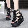 Women's Fish Mouth Wedge Sandals - 11cm High Heel, Breathable Mesh, Thick Sole, Roman Style