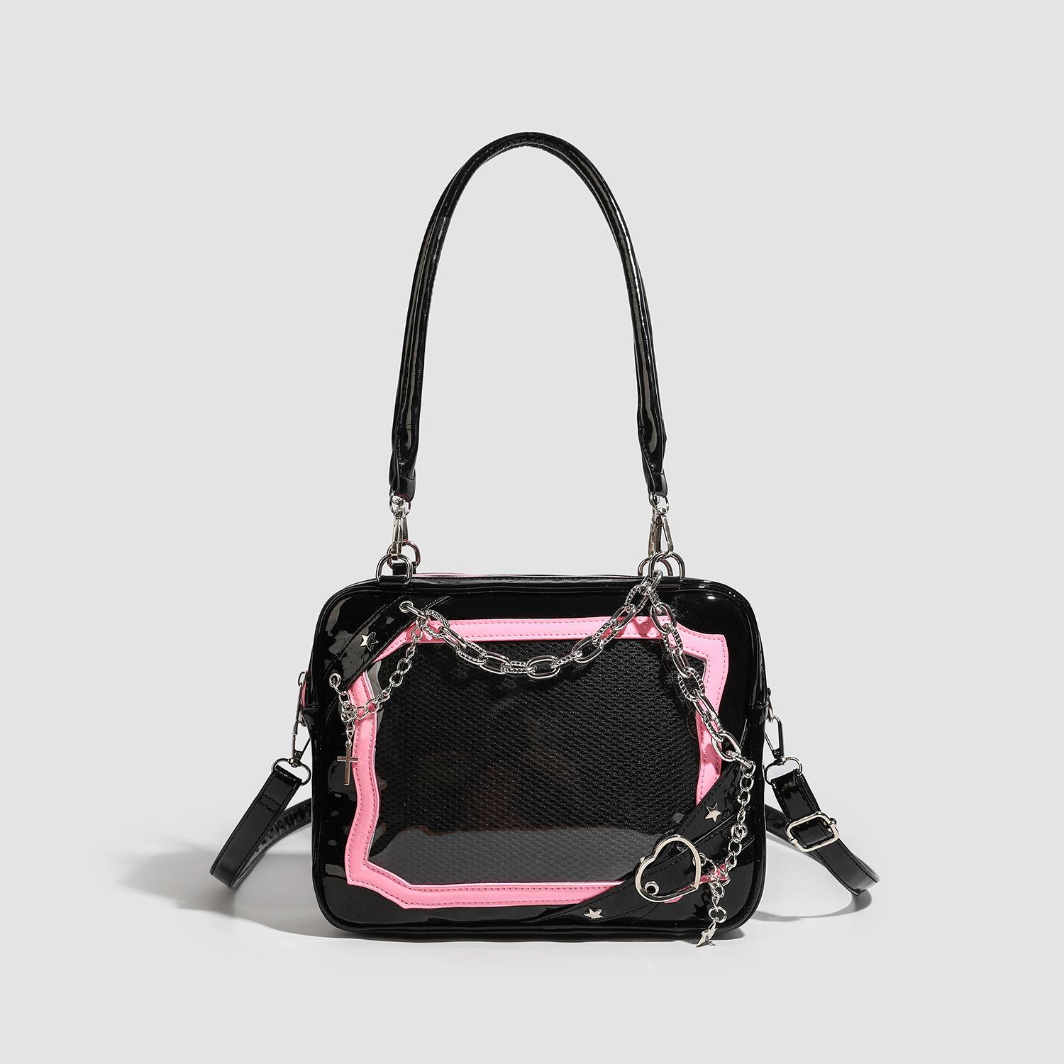 

Two-Dimensional Yuan Transparent Shoulder Bag Messenger Bag Yk2 Spice Girl Pain Bag Chain Bar Portable Women S Bag Student Handbag