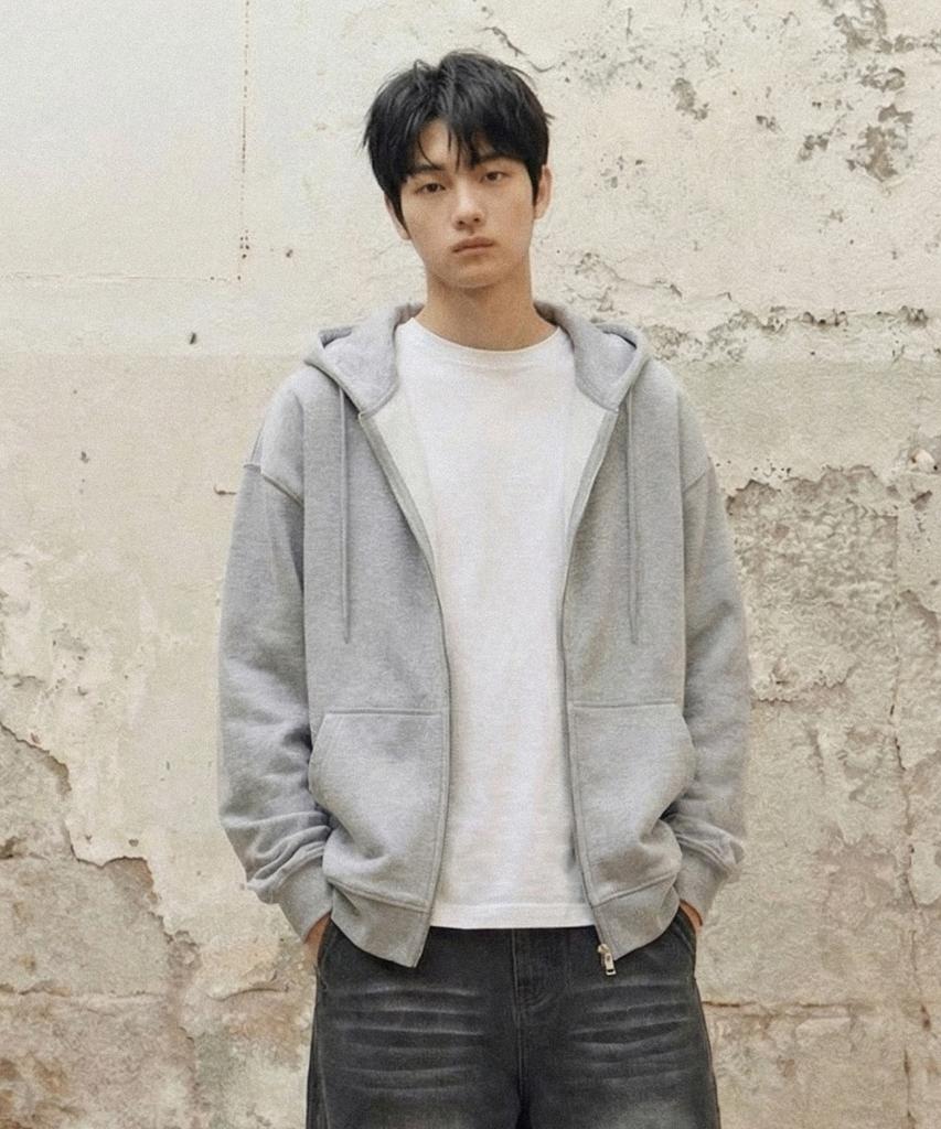 Agod (Fleece-Lined) 1_Way Sweat Hooded Zip-Up [Gray]