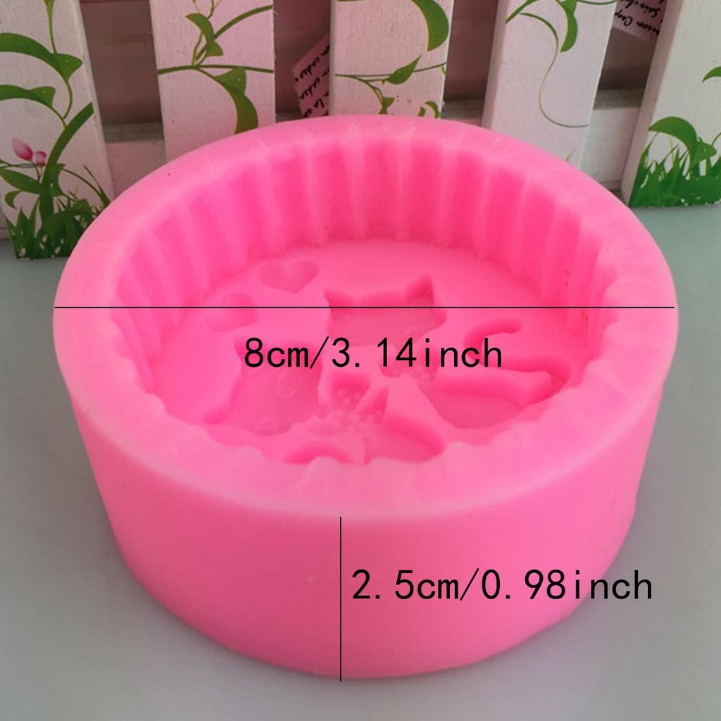 1pc Animal Cat Silicone Soap Mold Two Cat Gypsum Craft Mold Round Handmade Soap Candle Making Mold