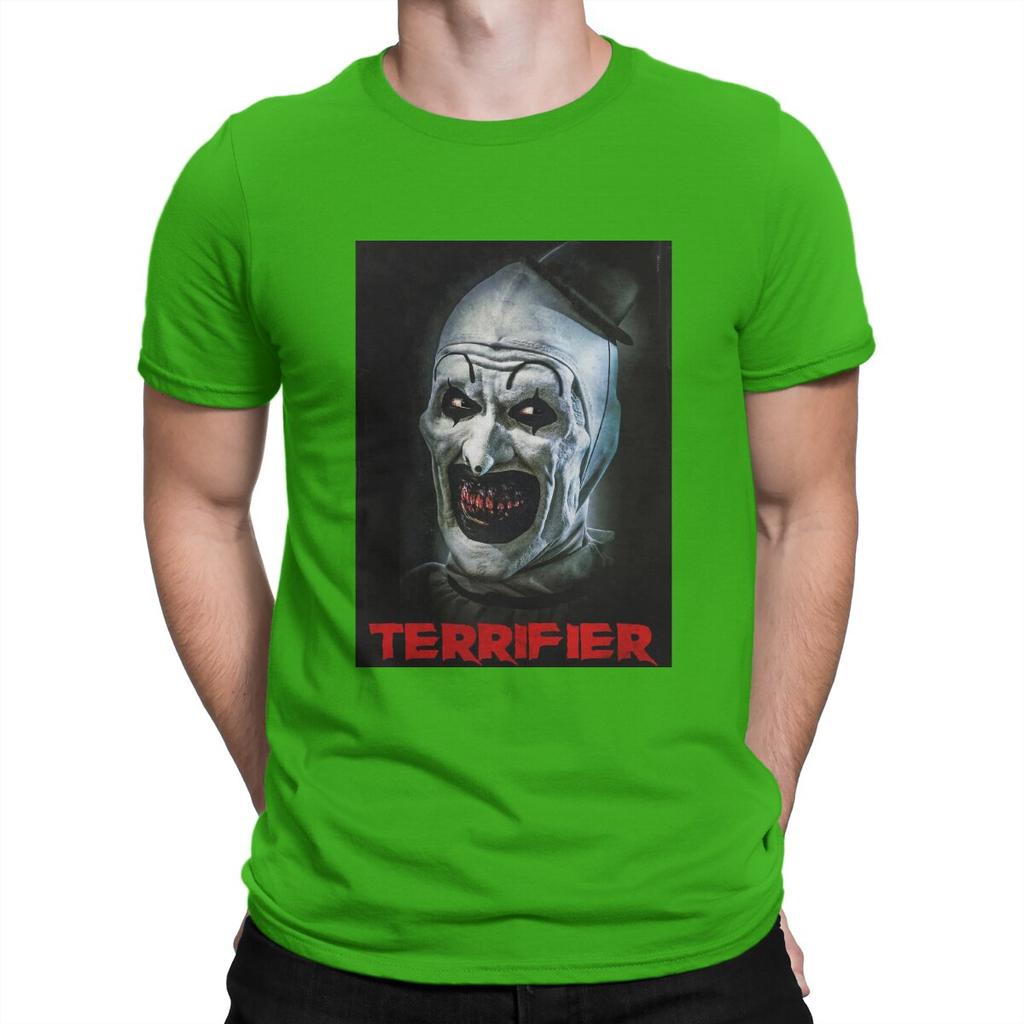Novelty Terrifier Medium Horror T-Shirt for Men Round Collar Pure Cotton T Shirt Scary Horror Short Sleeve Tees Unique Clothes