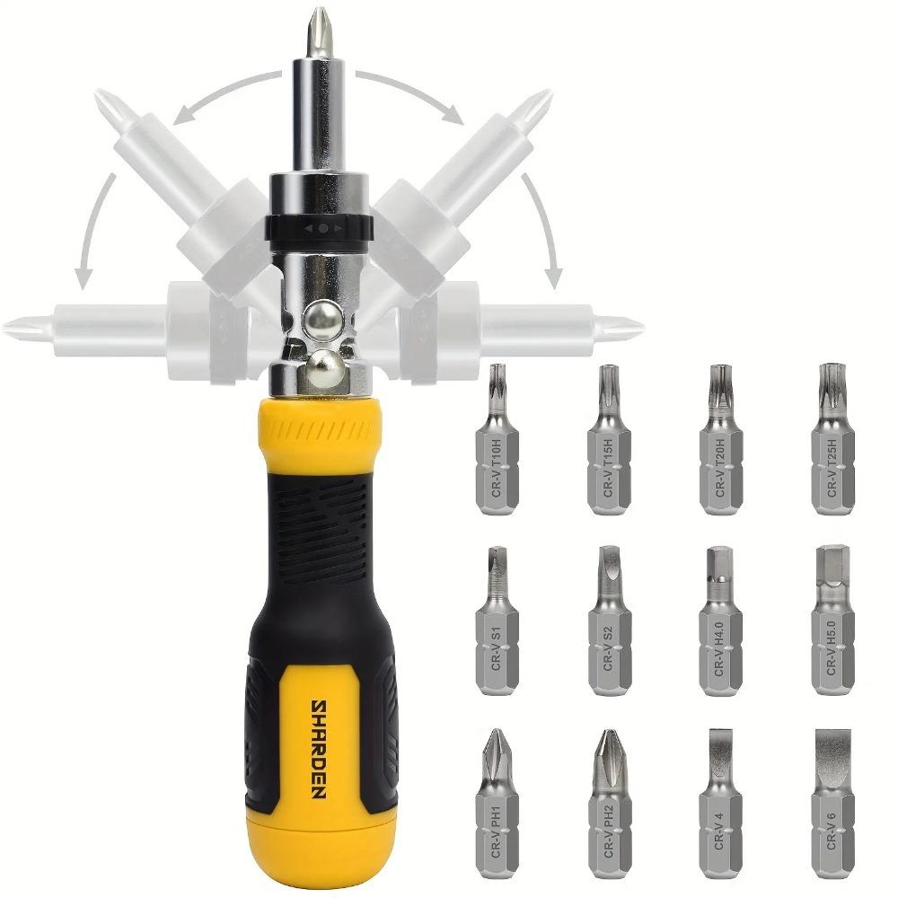 Ratcheting Screwdriver 13-in-1 Multibit Screwdriver All In One Screwdriver Set With Phillips, Flat Head, Torx Security,