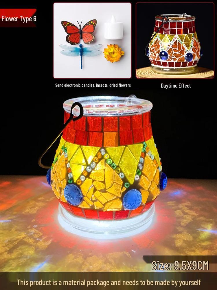 Handmade DIY Mosaic Lantern Kit: Early Education, Parent-Child Activity, Creative Team Building, Gift Toy, Flower Lantern Craft