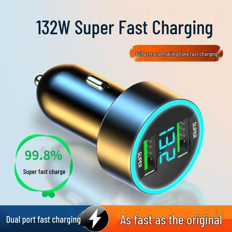 120W Dual Flash Car Charger with Digital Voltage Display for Super Fast Mobile Charging