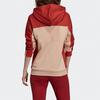 Adidas Originals Alphabet Print Colorblock Casual Hoodie With Full Zip Women Tops Red FH7558