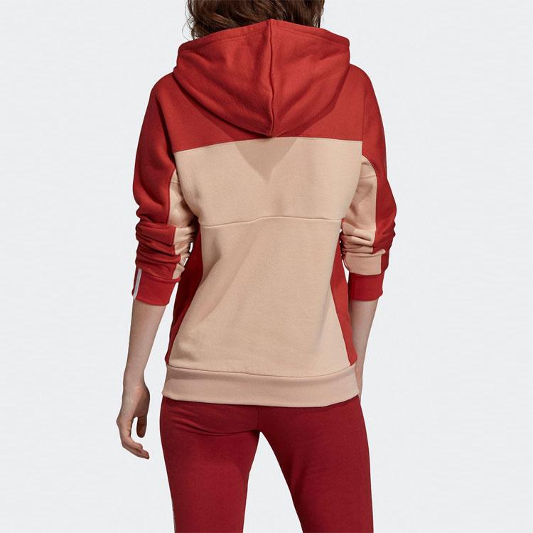Adidas Originals Alphabet Print Colorblock Casual Hoodie With Full Zip Women Tops Red FH7558
