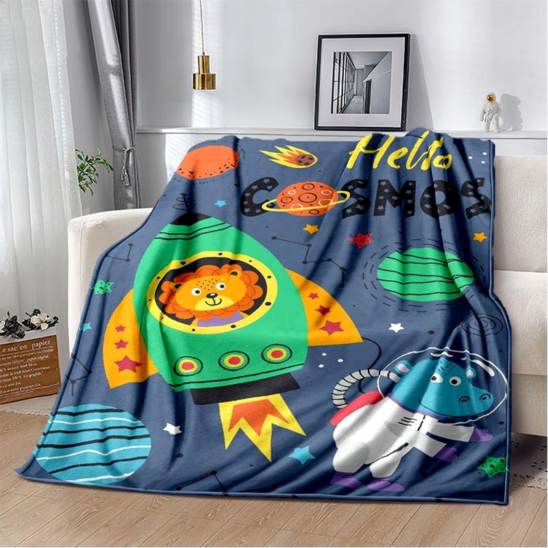 Cartoon Dinosaur Space Cute Dino Children Soft Plush Blanket,Flannel Blanket Throw Blanket for Living Room Bedroom Bed Sofa Kids