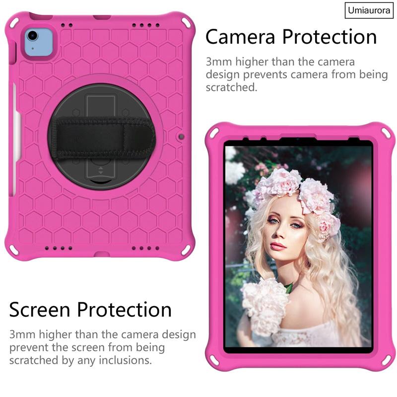 360 Rotate Hand Strap Case For IPad Mini 5 6 Air 2 3 4 10.9 9.7 7th 8th 9th Gen 10.2 Pro 11 Kids Eva Shockproof Cover