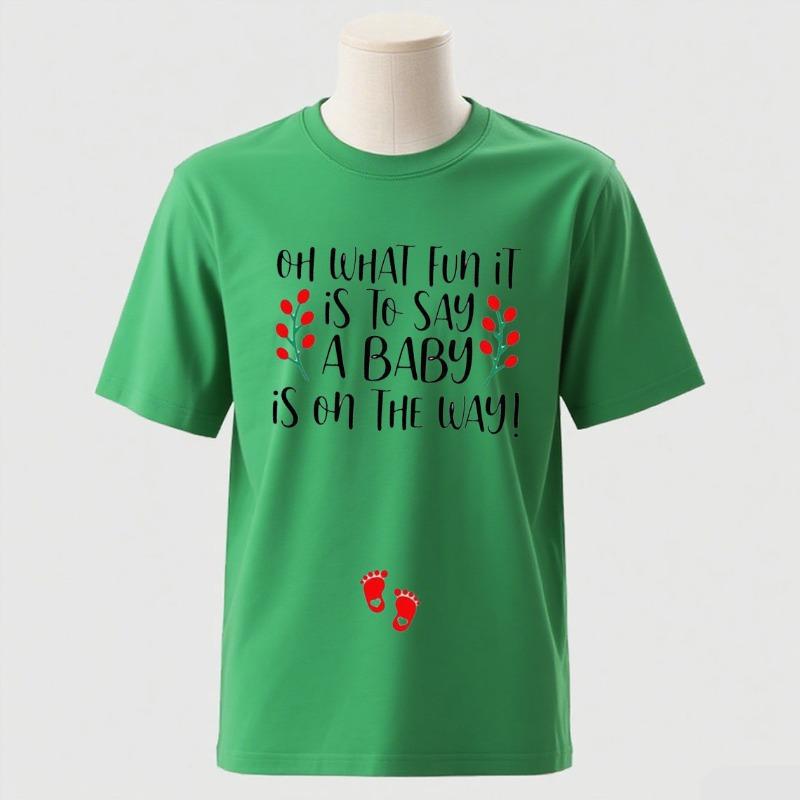 Couple Christmas Pregnancy AnnounceUnisext Xmas Maternity Tee Jingle Bells Baby on The Way Mom and Dad To Be Couple Pregnancy Tee