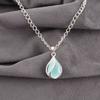 Aqua Chalcedony Gemstone Zircon Pendant 925 Sterling Silver Jewelry Gift For Her CZP-7-8