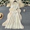 French Retro Foreign Celebrity Heavy Industry Bead Lapel Short Sleeve Single-breasted Waist and Thin Temperament Knitted Dress