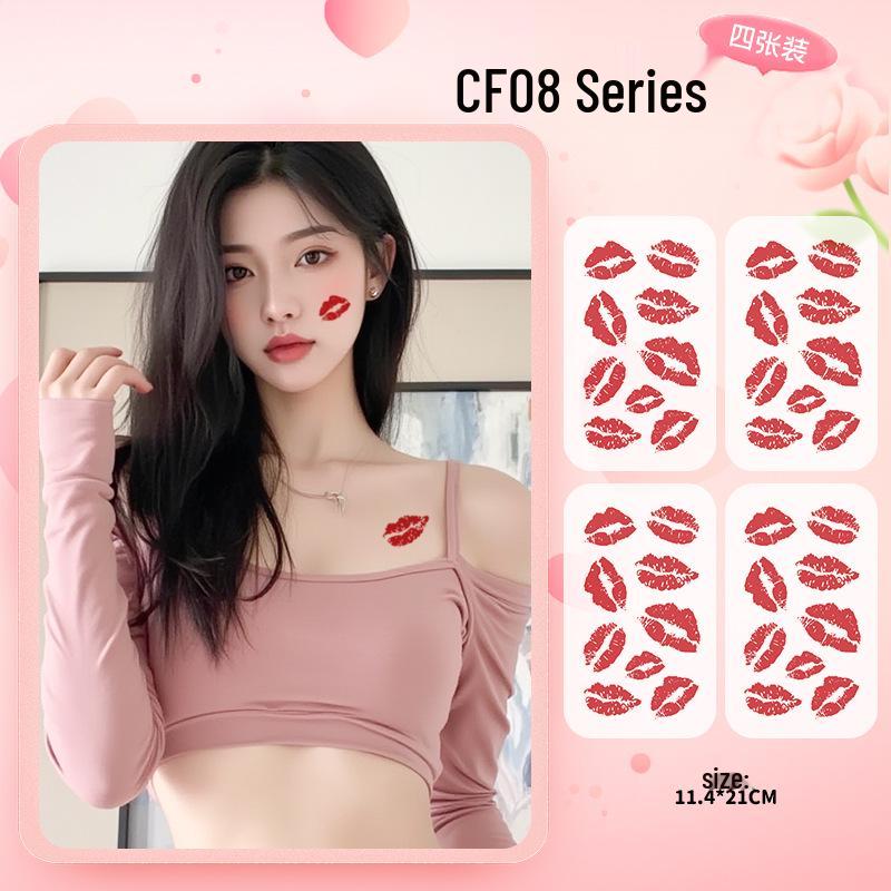High-Quality Red Lips and Heart Temporary Tattoo Stickers for Valentine's Day or Qixi Confession