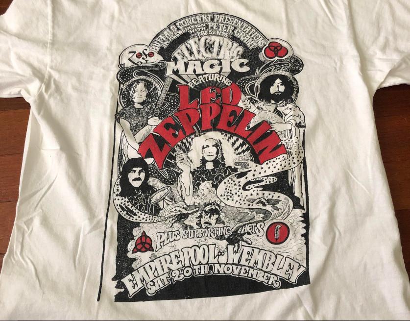 Maglietta da Uomo a Maniche Corte in Cotone Bianca Vintage Led Zeppelin S-234XL NG2802 Maglietta Unisex