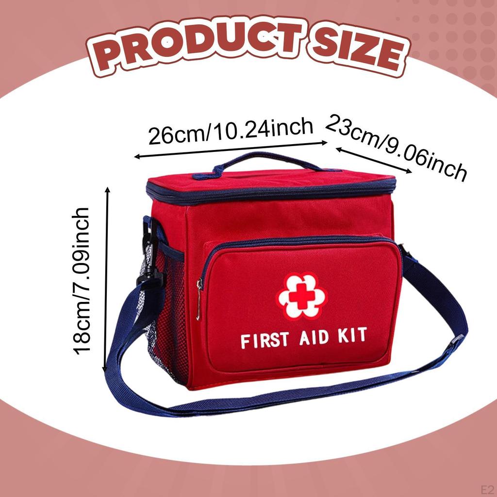 Empty First Aid Bag Travel Medicine Spacious Lightweight with Shoulder Strap Pouch for Car Gym