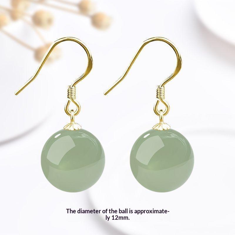Light Green Jade Dangle Earrings Hand Polished Gold Plated Hooks Premium Jewelry for Gift Giving Daily Wear