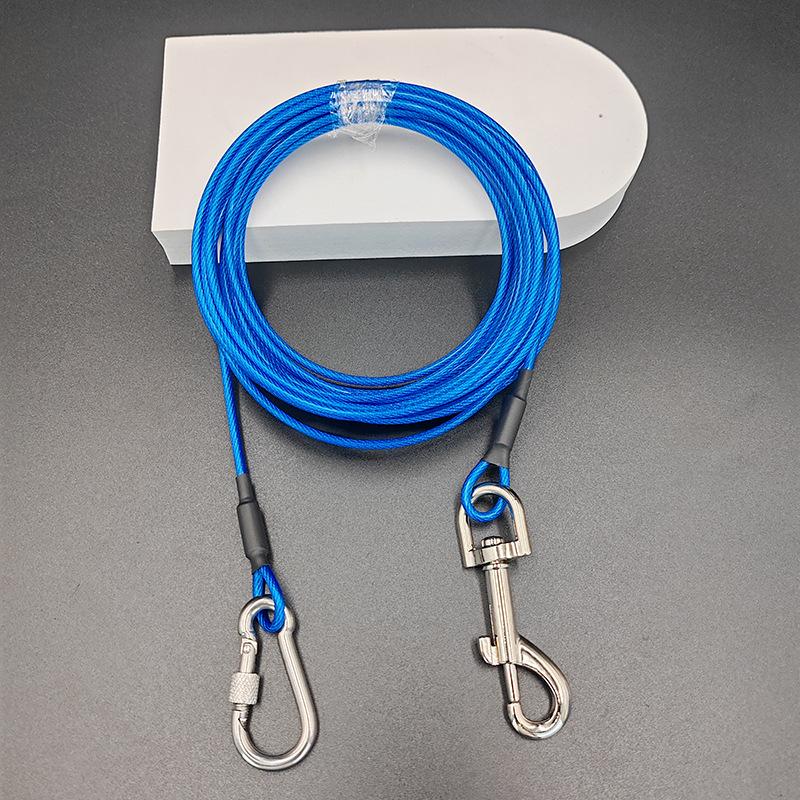 Steel Wire Dog Leash and Tie-Out for Outdoor Use 5m - Steel Wire Rope/High Strength Hook