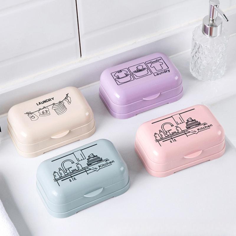 Soap Case Simple Flap Drainage Box Bathroom Toilet Waterproof Soap Storage Box Dormitory Home Travel Large Soap Dish