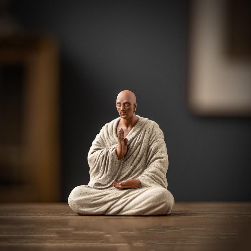 Zen Malý mnich Buddhistická socha Šámi pro meditaci Keramické figurky Čajovna Feng-šuej Čínské sochy k dekoraci Dárek