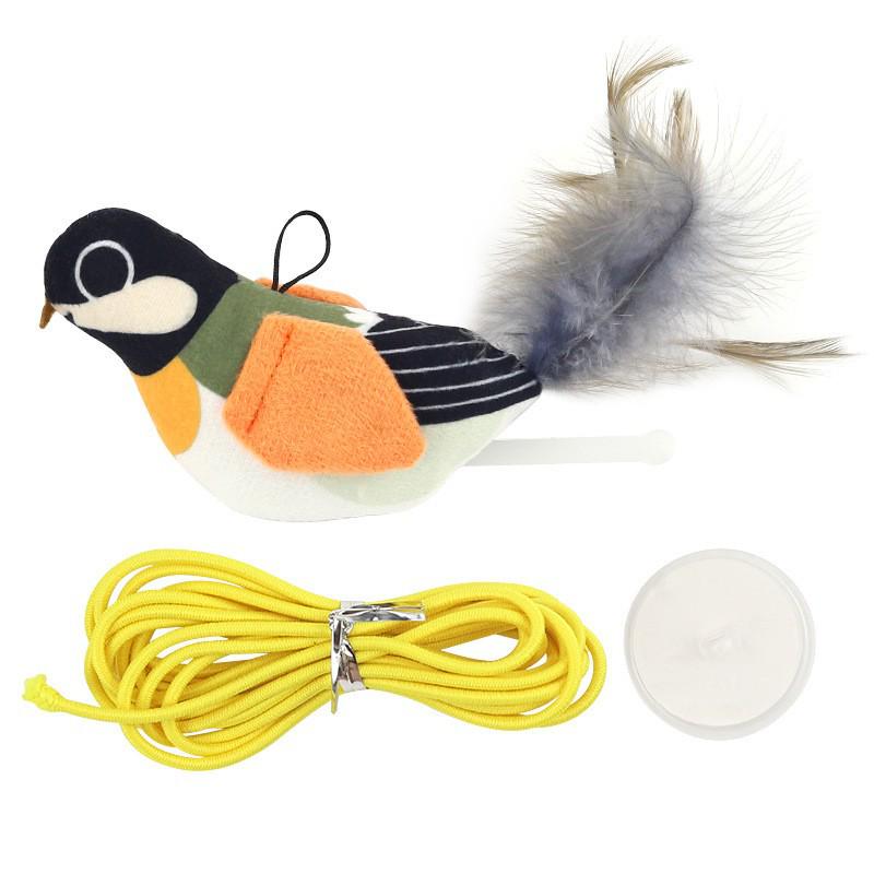 Hračka pro kočky k zavěšení na dveře s motivem orla: Elektrický zvuk vydávající pták pro samostatnou hru a úlevu od nudy