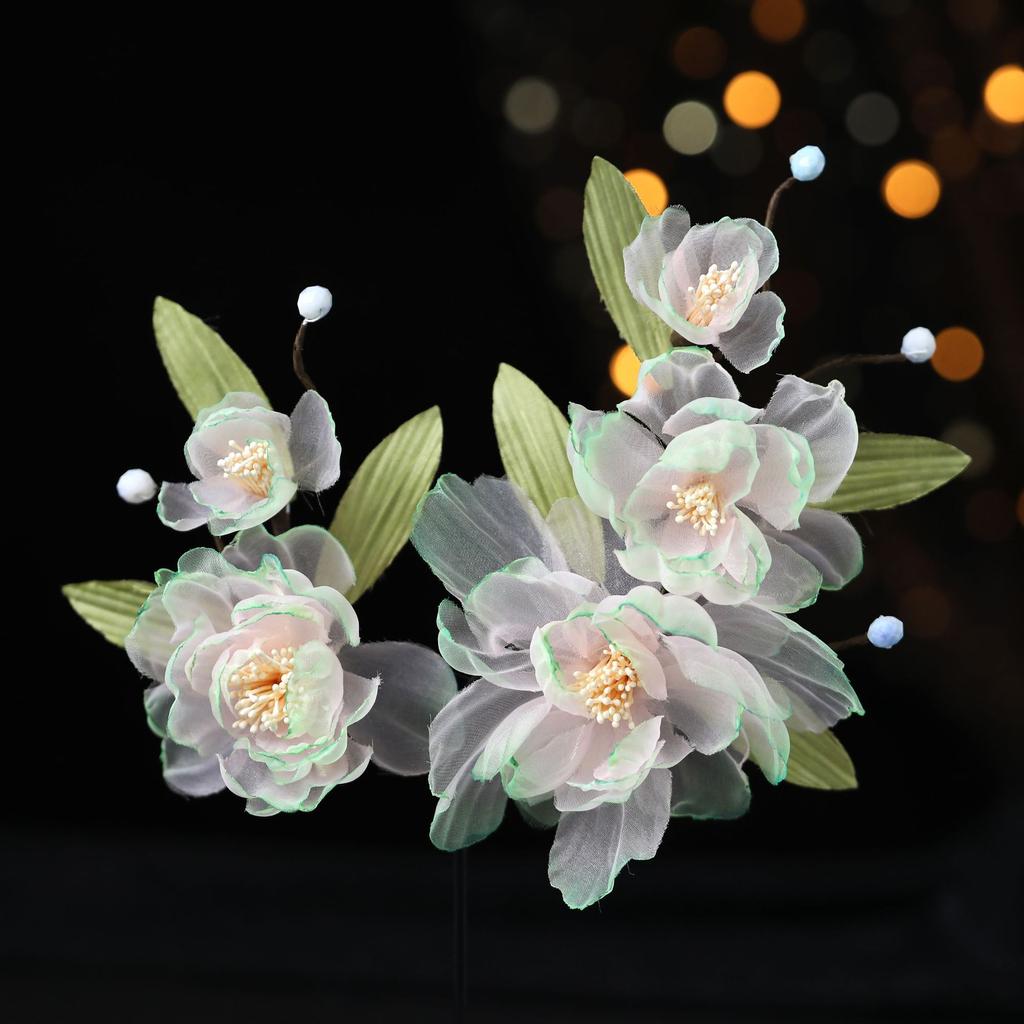 Flower Hair Clips Forks Chinese Hanfu Hair Accessories for Women Hairpin Fork Handmade Vintage Wedding Hair Jewelry Retro Crowns for Girl and Women