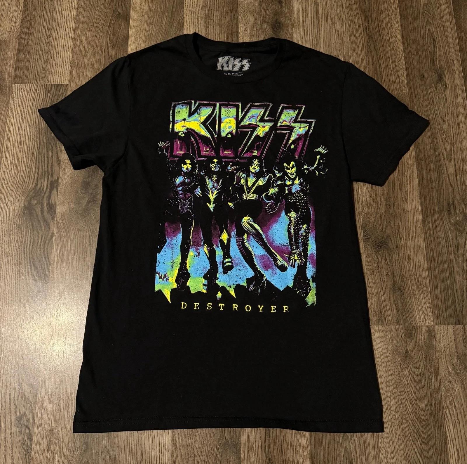 KISS Group Destroyer Graphic 100% Cotton T-shirt Mens Tees Top NEW S