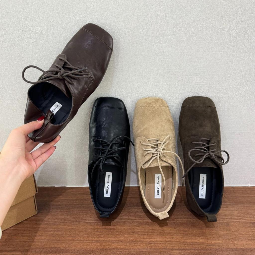 British Style Retro Women's Soft-soled One-pedal Simple Shallow-mouth Single Shoes 2025 New Spring, Autumn and Summer Grandma Shoes Three-season Shoes