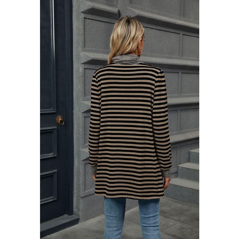 YYFS Dam Mode Casual Vår Höst Randigt Tryck Långärmad O-Hals Blusar & Skjortor