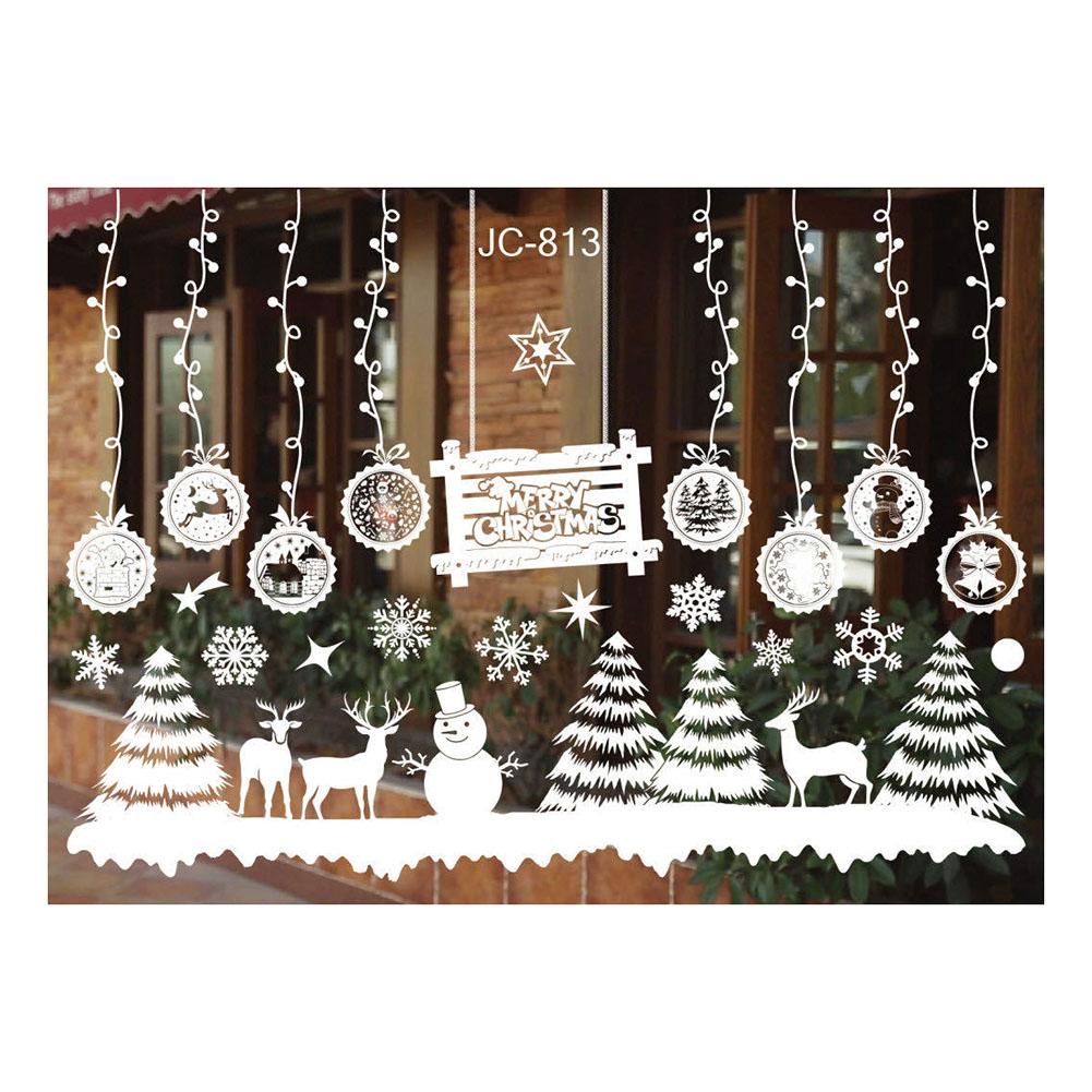 Christmas Window Stickers Christmas Snowflake Casement Clings Stickers Xmas Reindeer Decals Home Decoration