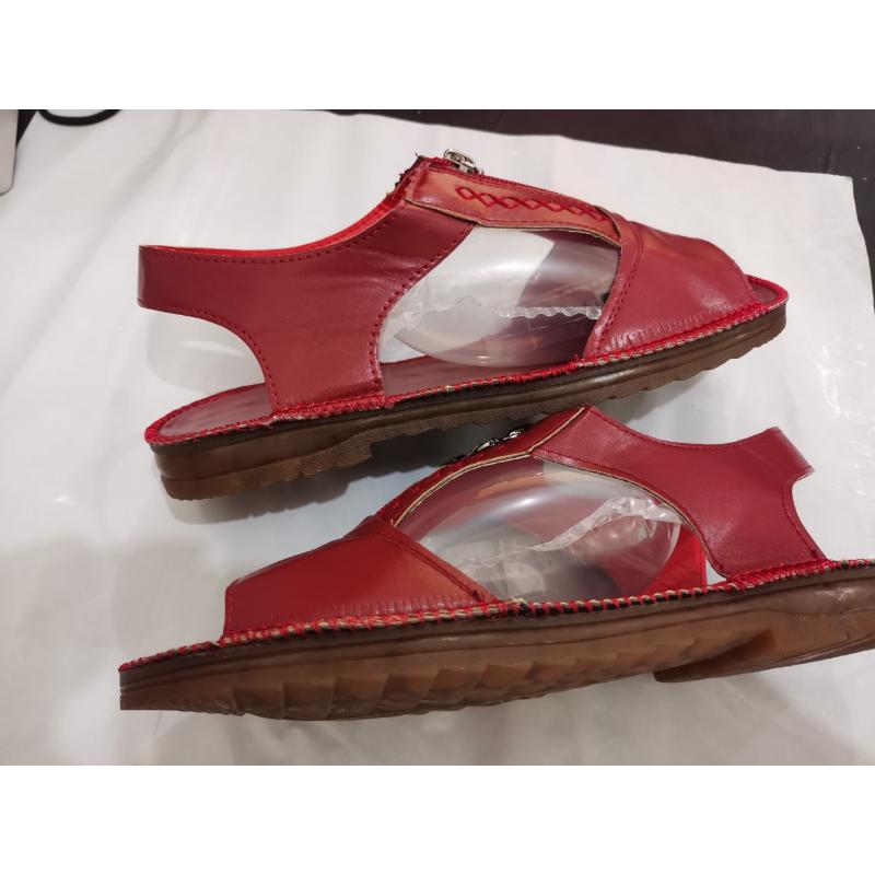 Summer Shoes for Women Sandals Pu Leather Comfort Mother Shoes Zipper Flat Solid Color Plus Size Fashion Sandalias De Mujer
