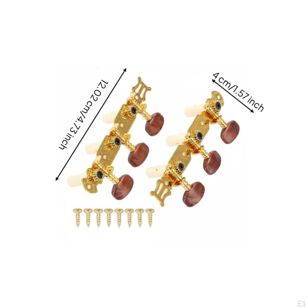 2 Pieces Classical Guitar Machine Head Easy To Tune 3onaSide Tuner Visible Gear Tuning Peg