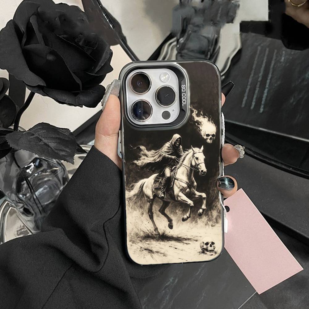 Anti-war U-Four Horsemen Apocalypse Phone Case For IPhone 16 17 15 14 12 13 Pro Max Black Color Shockproof Cover