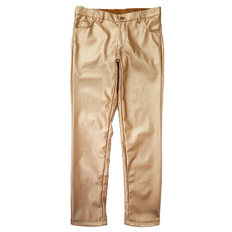 European & American Punk Plus Size Men's Low-Waist Leather Pants - Trendy, Elastic Fit for Youthful Style