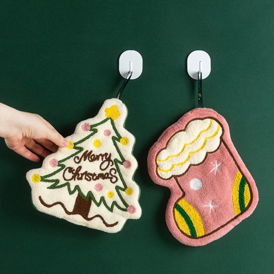 Vánoční dům Ručník Měkký Absorpční Ručník z Korálového Rouna Design Zvonečků Santa Clause Rychleschnoucí Sváteční Ručník