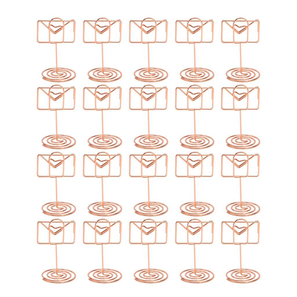 20 st Memoklämma Härlig Roséguld Liten Kuvertform Bordsnummerhållare Fotokortställ för Bröllop Kontor