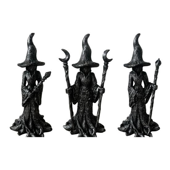 Witch Statue, Gothic Halloween Resin Witch Figurine, Dark Fantasy Ornament for Desktop, Bookshelf, Home, Office Decor