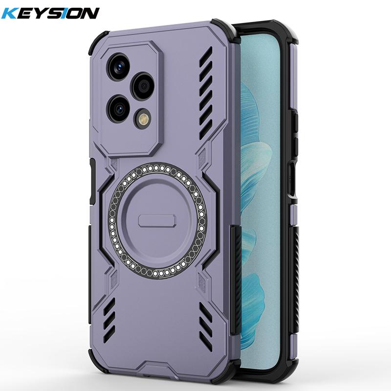 KEYSION Hollow Heat Dissipation Case for HONOR 200 5G Magnetic Cooling Shockproof Phone Back Cover for Huawei Honor 200 Lite 5G