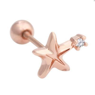 Étoile de mer 14K Or Aiguille Or Rose Étoile Zircon Cubique Piercing (S8539519)