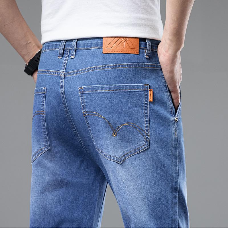 

Нові літні вільні прямі еластичні світлі ділові джинси чоловічі штани 36