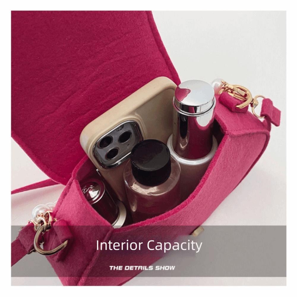 Chic Design Pearl Handheld Women's Bag Shell Shaped Solid Color Single-shoulder Bag Felt Shell Bag for Girls Students